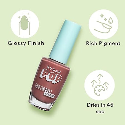 SUGAR POP Nail Lacquer - 08 Silk Stockings & 11 Chocolate Treat – 10 ml - Dries in 45 seconds - Quick-drying, Chip-resistant, Long-lasting. Glossy high shine Nail Enamel/Polish for women.