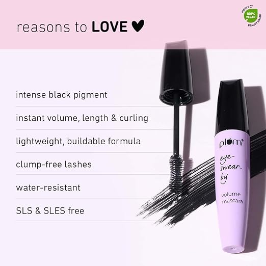 PACK OF 2 Plum Volume Mascara 01 Black Long Eye lashes Clump free Lash Sensational Long Lasting Waterproof Buildable Cosmetics Natural Lengthening