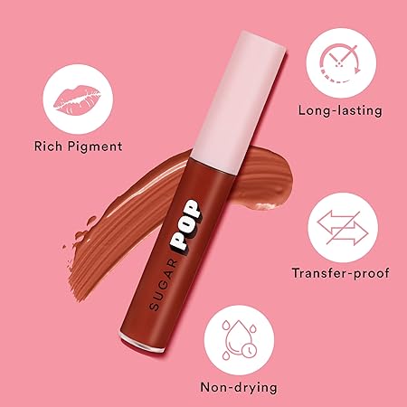 SUGAR POP Liquid Lipstick - 05 Peach (Peachy Orange) – 2.5 ml – Velvet Matte Texture, Non-drying Formula, Transfer Proof, Long Lasting, Rich Hydrating Pigment l All Day Wear Lipstick for Women