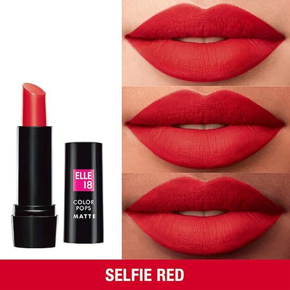 Elle18 Color Pops Matte Lip Color, Selfie Red, 4.3 g