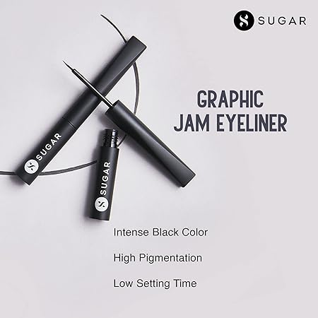 SUGAR Cosmetics - Graphic Jam - 36Hr Eyeliner - 01 Blackest Black (Matte Finish Eyeliner) - Intense, Waterproof Eye Liner - Lasts Up to 36 hours