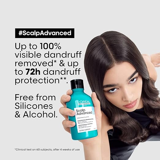 L'Oréal Professionnel Scalp Advanced Anti-Dandruff Dermo-Clarifier Shampoo 300 Ml & Liss Unlimited Hair Mask with Pro-Keratin for Rebellious Frizzy Hair.