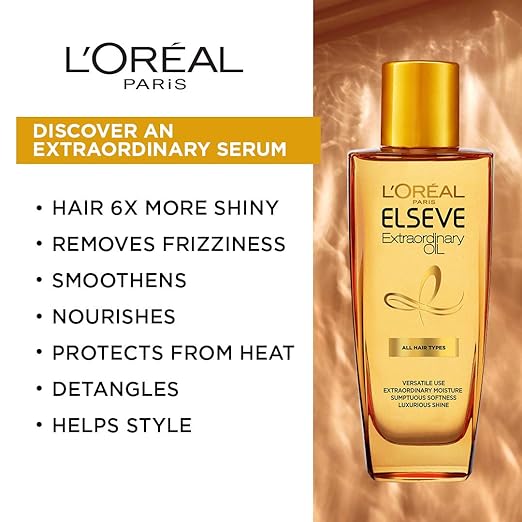 Pack of 2 L'Oreal Paris Dream Lengths No Haircut Cream Leave-In Conditioner, 200Ml & Elseve Extraordinary Oil, 30 Ml