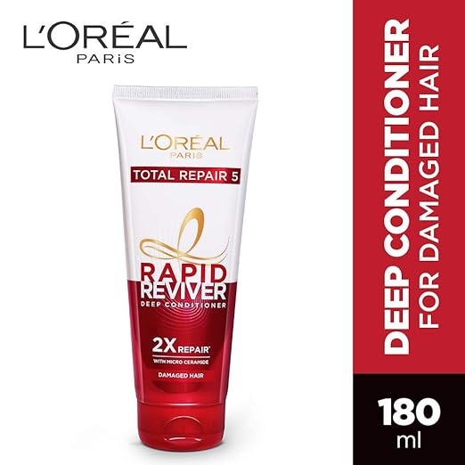 Pack of 2 L'Oreal Paris Dream Lengths No Haircut Cream Leave-In Conditioner, 200ml & L'Oreal Paris Rapid Reviver Total Repair 5 Deep Conditioner, 180ml