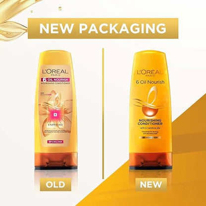 Pack of 2 L'Oreal Paris Dream Lengths No Haircut Cream Leave-In Conditioner, 200ml & L'Oreal Paris 6 Oil Nourish Conditioner, 175ml (With 10% Extra)