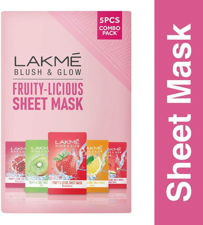 2 Set LAKMÉ 100% Natural Fruit Extract Sheet Mask Combo, 20 ml (Pack of 5)x2