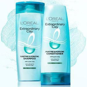 L'Oreal Paris Purifying and Hydrating Shampoo, Rebalancing & Hydrating, For Oily Roots & Dry Ends, Extraordinary Clay, 650 ml