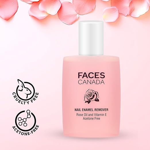 FACES CANADA Nail Enamel Remover - 90ml | Enriched With Rose Oil & Vitamin E | Soft & Hydrated Cuticles | Easy To Use | Gentle Nail Polish Remover | Acetone Free | Cruelty Free