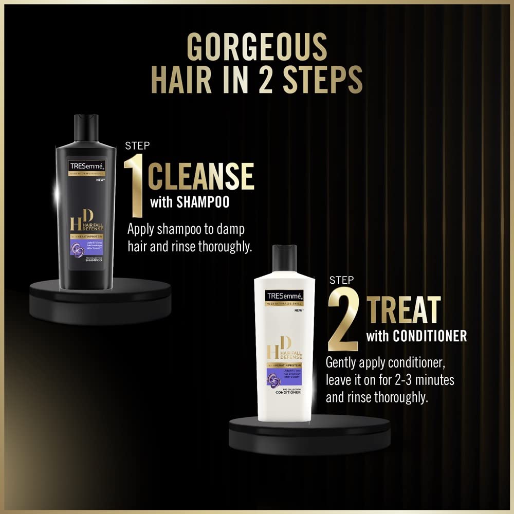 TRESemme Hair Fall Defence Shampoo 580 ml, With Keratin for Hair Fall Control and Longer, Stronger Hair - Anti Hairfall for Damaged Hair, Men & Women