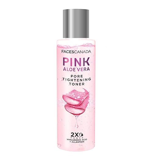 FACESCANADA Pink Aloe Vera Pore Tightening Toner, 100ml | Allantoin & Hyaluronic Acid | Hydrating & Deep Cleansing | Skin Soothing, Reduces Puffiness | No Alcohol & Parabens | Vegan