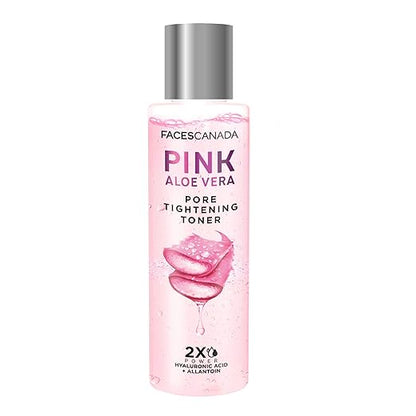 FACESCANADA Pink Aloe Vera Pore Tightening Toner, 100ml | Allantoin & Hyaluronic Acid | Hydrating & Deep Cleansing | Skin Soothing, Reduces Puffiness | No Alcohol & Parabens | Vegan