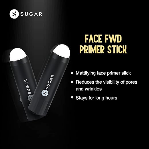 SUGAR Cosmetics - Face Fwd >> - Primer Stick - Mattifying Primer Stick for All Skin Types, Evens Skin Tone, Longlasting Formula, Lightweight