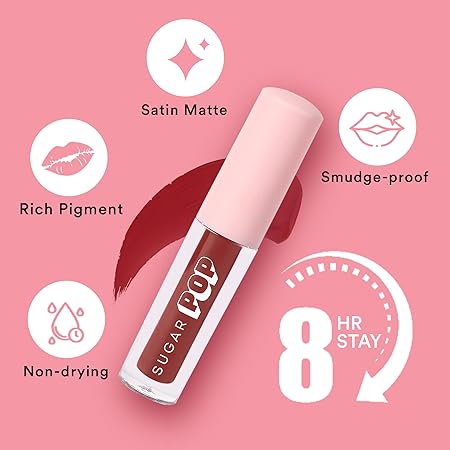 SUGAR POP Matte Lipcolour - 05 Mahogany (Chocolate Brown) 1.6 ml - Lasts Up to 8 hours, Chocolate Brown for Women | Non-Drying, Smudge Proof, Long Lasting