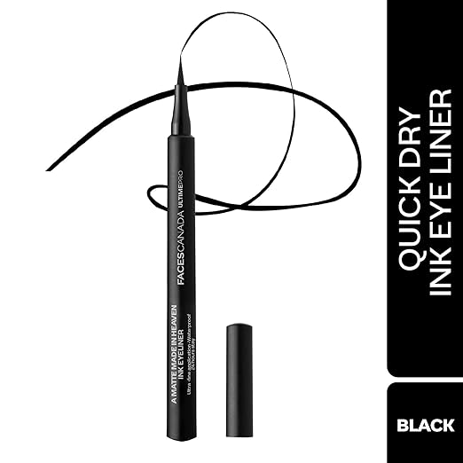 FACES CANADA Ultime Pro A Matte Made in Heaven Ink Eyeliner - Black, 1.2 ml& FACES CANADA Magneteyes Kajal - Black, 0.35g