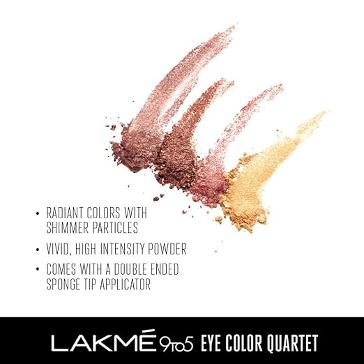 Lakme 9 to 5 Eyeshadow Palette, Desert Rose, Shimmer Eye Shadow Quartet with 4 Shades for a Day to Night Look - Eye Makeup Kit, 7 g