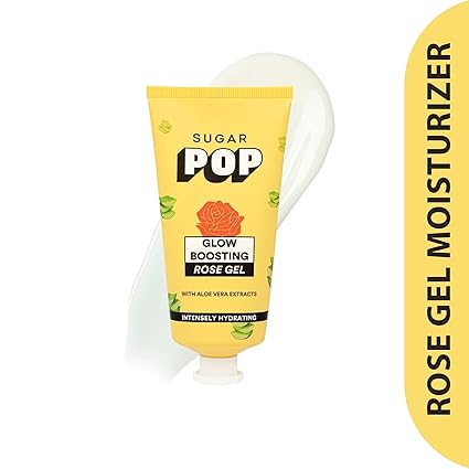 SUGAR POP Glow Boosting Rose Gel - Infused with Aloe Vera, Glycerin and Rose-Oil to keep your skin Soft & Smooth l Non-greasy Formula | Hydrates & Lightens Dark Spots l Face Moisturizer for Women