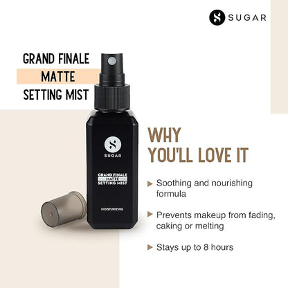 SUGAR Cosmetics - Grand Finale - Matte Setting Mist - 50 ml - 2-in-1 Setting Mist - For Longlasting Makeup and Sun Protection - Paraben Free