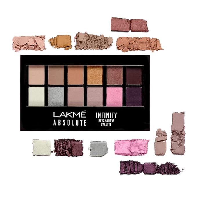 Lakme Absolute Infinity Eyeshadow Palette, Soft Nudes 12g, Pigmented Blendable Eye Shadow Palette, 12 Matte and Shimmer Shades, Eye makeup Kit