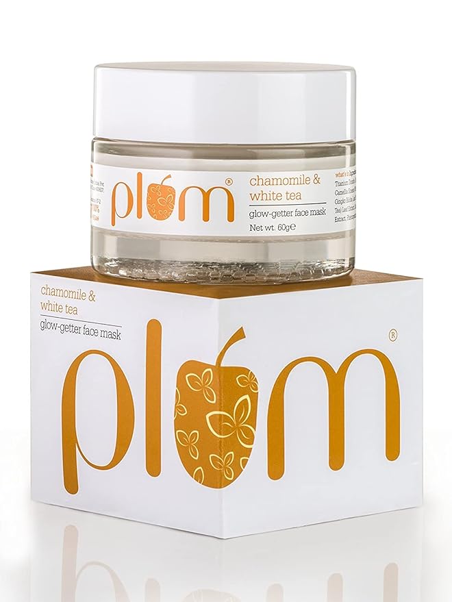 Plum Chamomile & White Tea Glow-Getter Face Mask | De-tanning Clay Mask | For Normal, Combination Skin | 100% Vegan, Cruelty Free | 100g