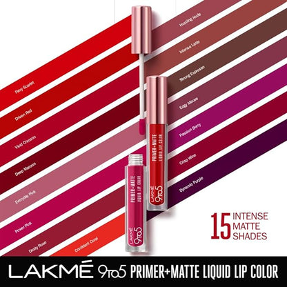 Lakmé 9to5 Primer + Matte Liquid Lip Color MP2 Power Pink