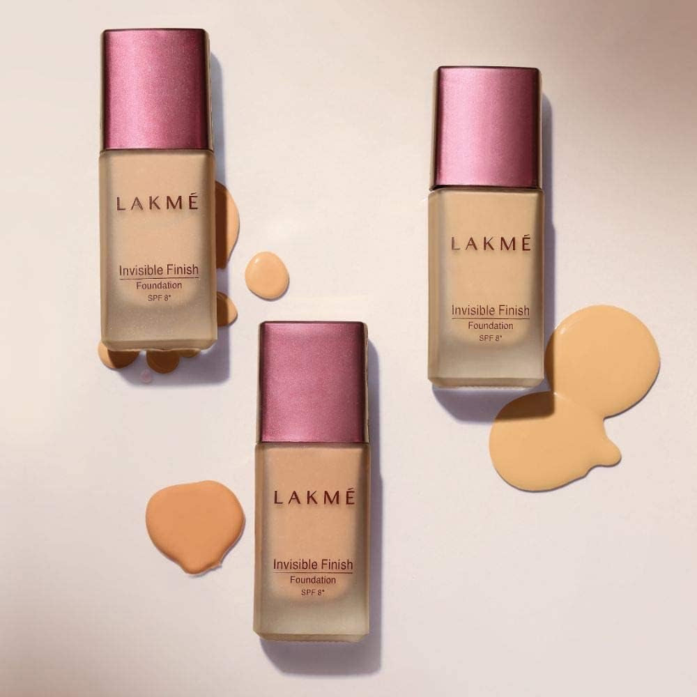 Lakmé Invisible Finish Spf 8 Liquid Foundation, Shade 01, Ultra Light Water Based Face Makeup For Glowing Skin - Full Coverage, Natural Finish, 25 Ml