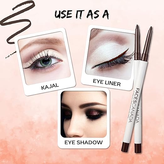 FACES CANADA Ultime Pro Twist Eye Kajal Liner - Silver, 0.35g | High Impact Intense Color In 1 Stroke | 24HR Long Stay | Matte Finish | Soft Texture | Waterproof & Smudgeproof | Made With Carnauba Wax