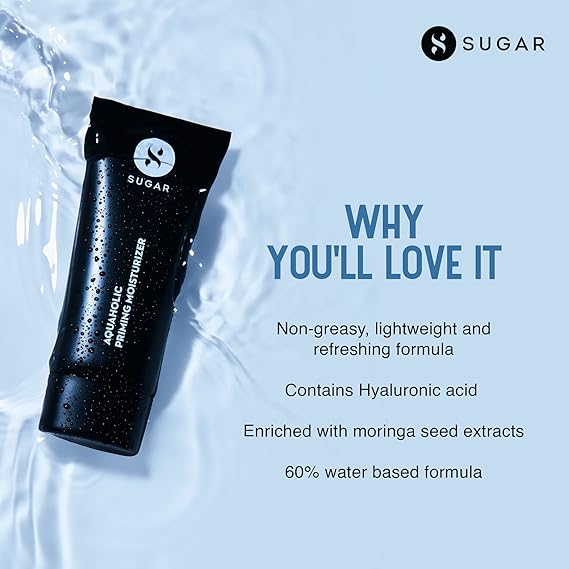 SUGAR Cosmetics - Aquaholic - Priming Moisturizer - 30 ml - 2-in-1 Primer and Moisturizer - Non-greasy, Lightweight Formulation