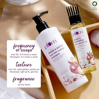 Plum Onion Hairfall Defense Kit I Shampoo & Oil I Sulphate-Free I Paraben-Free I All Hair Types