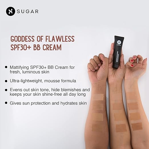 SUGAR Cosmetics - Goddess Of Flawless - BB Cream -25 Macchiato (Light Medium Shades) - Long Lasting, Lightweight BB Cream with Matte Finish