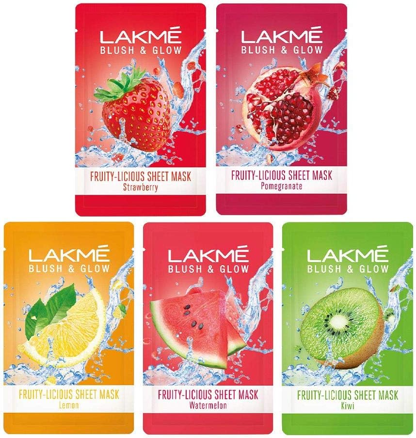 Pack of 5 Lakme Blush & Glow Watermelon Sheet Mask, 25 ml