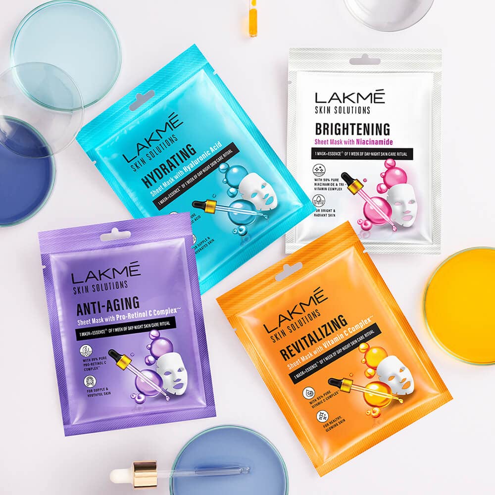 Pack of 3 LAKMÉ Skin Solutions Sheet Mask Brightening with Niacinamide 25ml