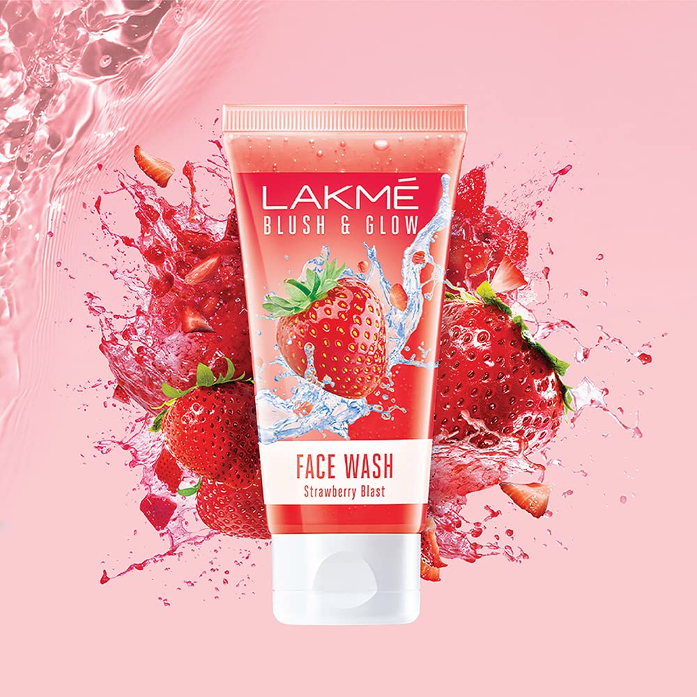 Pack of 2 Lakme Blush & Glow Strawberry Freshness Gel Face Wash with Strawberry Extracts, 150 g