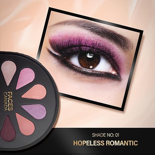 FACESCANADA 6 in 1 Eyeshadow Palette - Hopeless Romantic 01, 6g | Olive Butter & Macadamia Oil | Vibrant Colors | Highly Pigmented | Easily Blendable | Silky Satin Texture | No Crease | Cruelty-Free