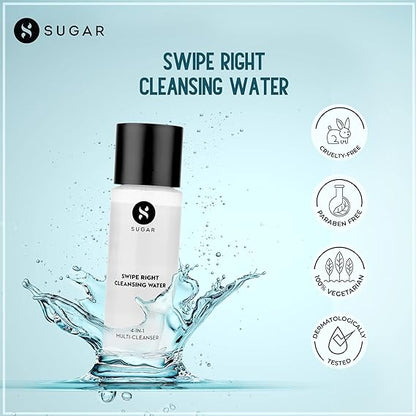 SUGAR Cosmetics - Swipe Right - Cleansing Water - 4-in-1 Cleanser that Cleanses, Exfoliates, Soothes and Moisturises Skin, Paraben-Free And Cruelty-Free