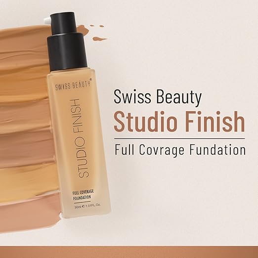 Swiss Beauty Studio Finish Full coverage Foundation, Face Makeup, Shade- Ivory Fair, 30ml