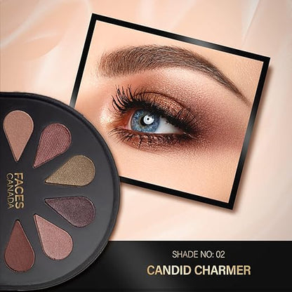 FACESCANADA 6 in 1 Eyeshadow Palette - Candid Charmer 02, 6g | Olive Butter & Macadamia Oil | Vibrant Colors | Highly Pigmented | Easily Blendable | Silky Satin Texture | No Crease | Cruelty-Free