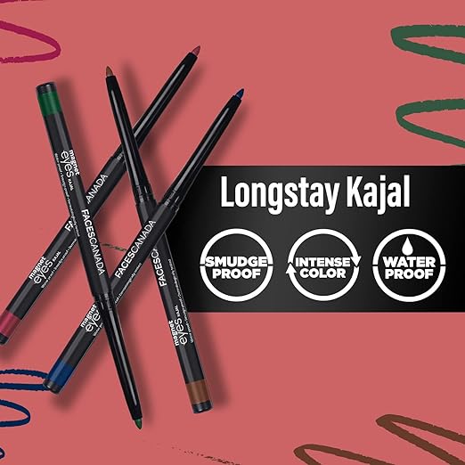 FACES CANADA Magneteyes Color Kajal - Burgundy Love 04, 0.30g | Highly Pigmented Kohl | 12 Hr Long Stay | Matte Finish | Single Stroke Glide | Water Proof | Smudge Proof | Almond Oil Enriched