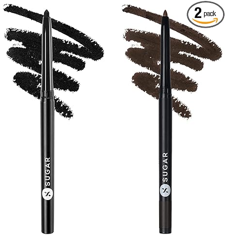 SUGAR Cosmetics Kohl Of Honour Intense Kajal, Shimmery & Matte Finish - 01 Black Out Smudge Proof, Water Proof Kajal & Kohl Of Honour -Intense Kajal - 02 Brown Bag (Brown Kajal)