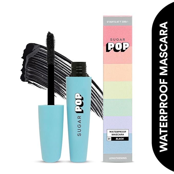 SUGAR POP Waterproof Mascara - 01 Black | Lengthening, Smudge-proof & Clump-free | 8 gms