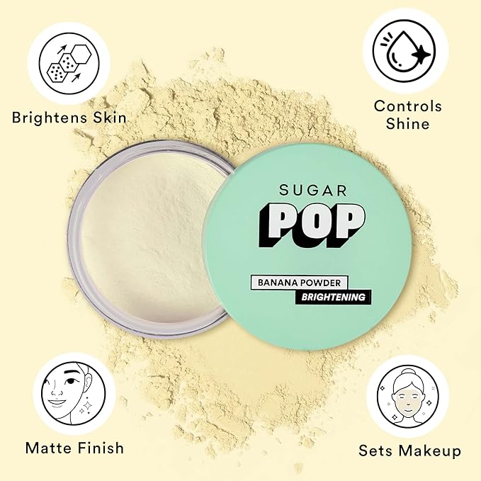 SUGAR POP Banana Powder – Tinted Loose Powder with Brightening Effect | Sets Makeup | Controls Shine | For all Skin Tones | 10 g