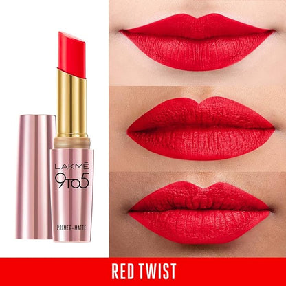 Lakme 9TO5 Primer + Matte Lip Color Red Twist 3.6 g