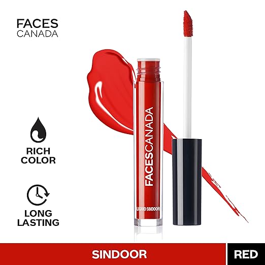 FACESCANADA Magnet Eyes Kajal, Waterproof,24Hrs Long Stay,Smudgeproof,Fadeproof,Almond Oil&Vit E Enriched,One Stroke Smooth Glide, Black 0.35G&Faces Liquid Sindoor,Red,2.5Ml,Matte Finish