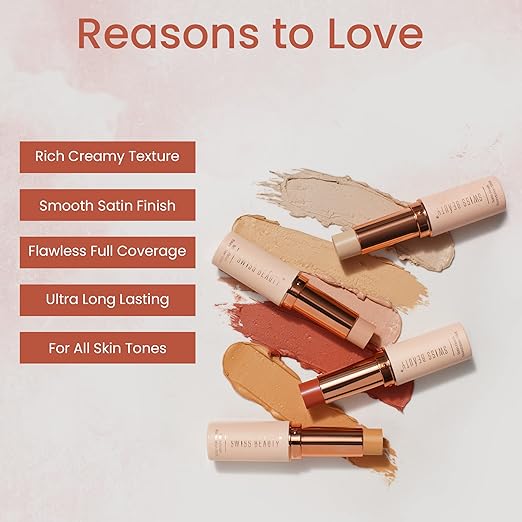 Swiss Beauty Satin Finish Panstick Foundation to Conceal & Cover, Buildable Coverage | Stick Foundation with Creamy Formula | For All Skin Types | Shade- Cocoa, 7gm