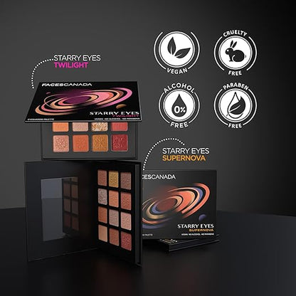 FACES CANADA Starry Eyes Eye Shadow Palette - Supernova 01, 16g | Shimmer & Matte Shades | Long Lasting & Highly Pigmented | Smudge Proof & Sweat Resistance | One Stroke Application | Luxurious Finish