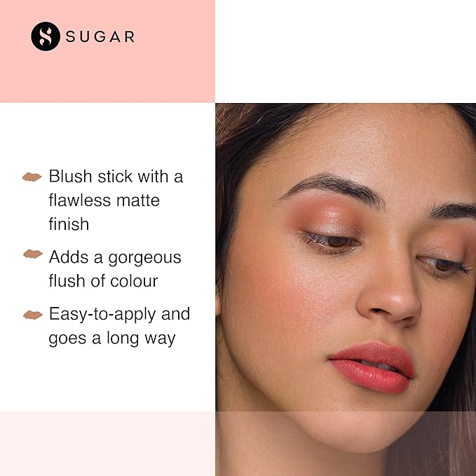 SUGAR Cosmetics - Face Fwd >> - Blush Stick - 01 Coral Climax (Bright Coral Blush) - Longlasting Formula, Lightweight Blush