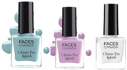 Faces Splash Glossy Nail Enamel, Viola 41, 8 ml and Faces Canada Splash Glossy Nail Enamel, White O White 14, 8 ml and Faces Splash Glossy Nail Enamel (Frozen 40, 8 Ml)