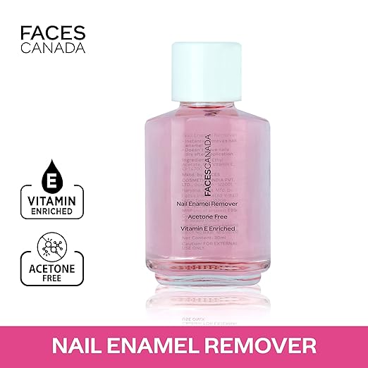 FACESCANADA Nail Enamel Remover - Transparent 01 | 30 ml | Enriched With Vitamin E | Non Drying Formula | Gentle Nail Polish Remover | Acetone Free | Cruelty Free