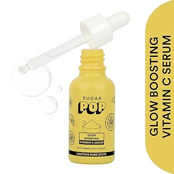 SUGAR POP Glow Boosting Vitamin C Serum - Infused with Glycolic Acid & Turmeric Root Extracts to keep Skin Soft & Bright l Non-greasy & Lightweight l Removes Tan | Fades Spots l Face Serum for Women