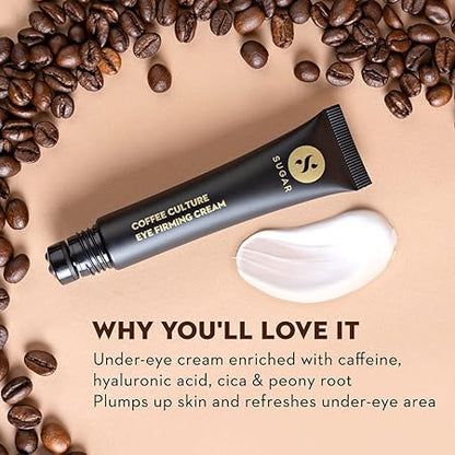 SUGAR Cosmetics Coffee Culture Eye Firming Cream with Coffee Extracts Under-Eye Cream to Relieve Puffiness and Dark Circles with Caffeine, Hyaluronic Acid - 15 ml