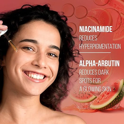 FACESCANADA Watermelon Glowy Fresh Face Serum, 27ml | Niacinamide & Alpha-Arbutin | Lightweight Refreshing Biphasic Serum For All Skin Types|No Dark Spots & Hyperpigmentation|Radiant Clear SkinVegan